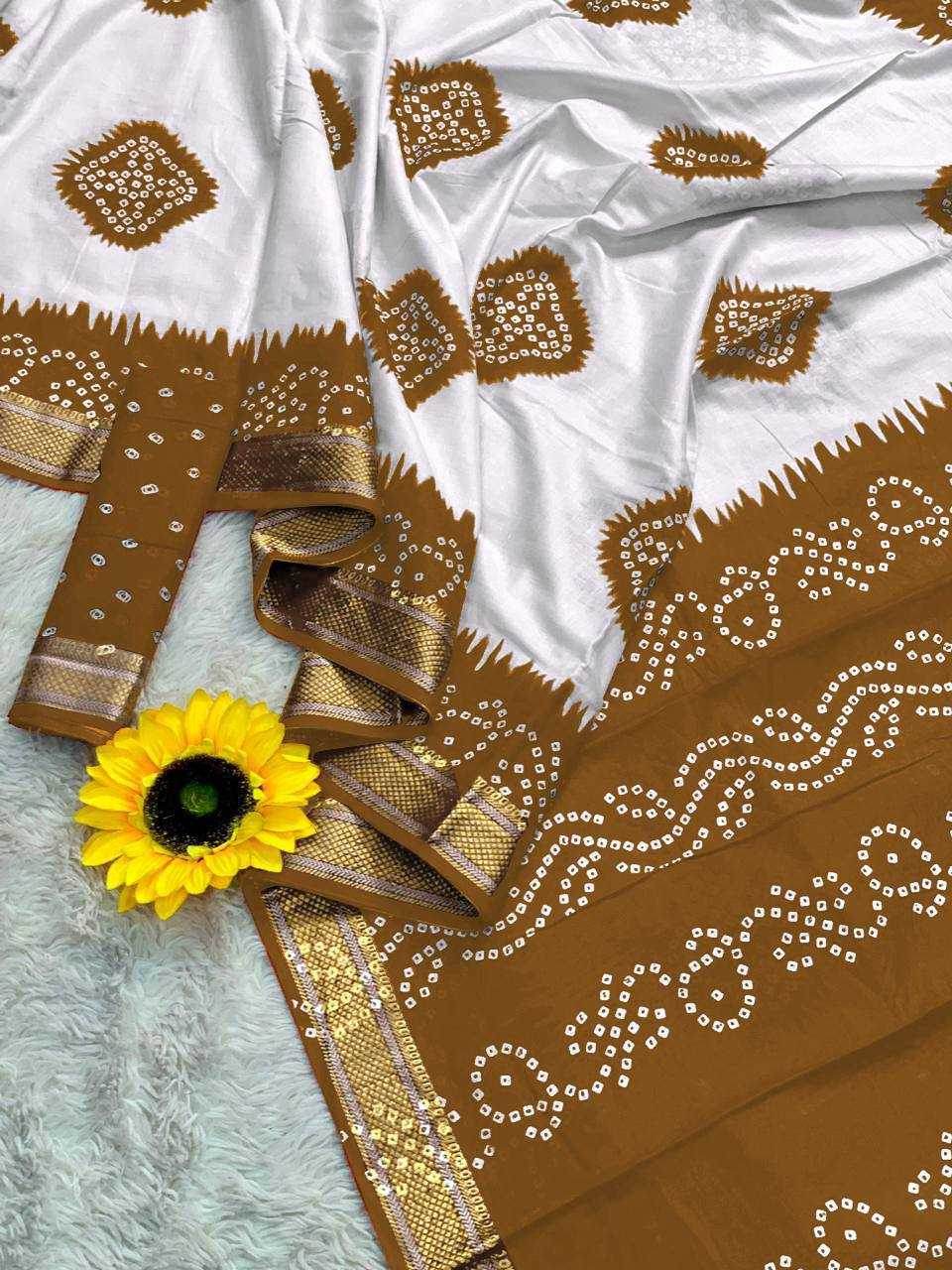 Bandhani Printed Cotton Sarees - MYLUXURY LANE ENTERPRISE